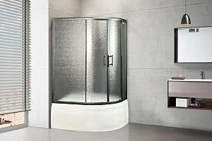 Душевой угол Royal Bath Practic RB 8120BK-C-BL L стекло рифленое, профиль черный