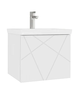 Тумба с раковиной Vigo Geometry 50 подвесная, 1 ящик, белая (раковина Como 50)