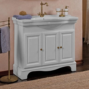 Тумба для комплекта La Beaute Classic Michel 100 белый матовый, фурнитура бронза
