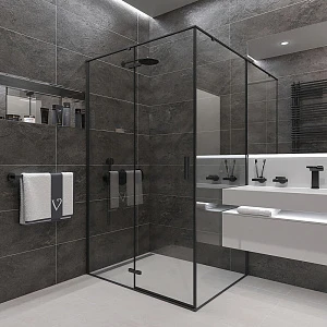 Душевой уголок Veconi Rovigo RV-073B 120x90x195 см, профиль черный, стекло прозрачное