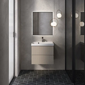Тумба с раковиной AQUAme S1 60 подвесная, 2 ящика, бежевая