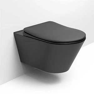 Чаша для унитаза подвесного Creto Logan L3 1003-002-L3BlMat безободковый, черный матовый