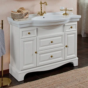 Тумба для комплекта La Beaute Classic Michel 120 белый матовый, фурнитура бронза
