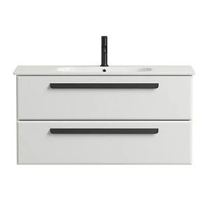 Тумба с раковиной Cezares Eco-Cer 100 подвесная, 2 ящика, Bianco Lucido