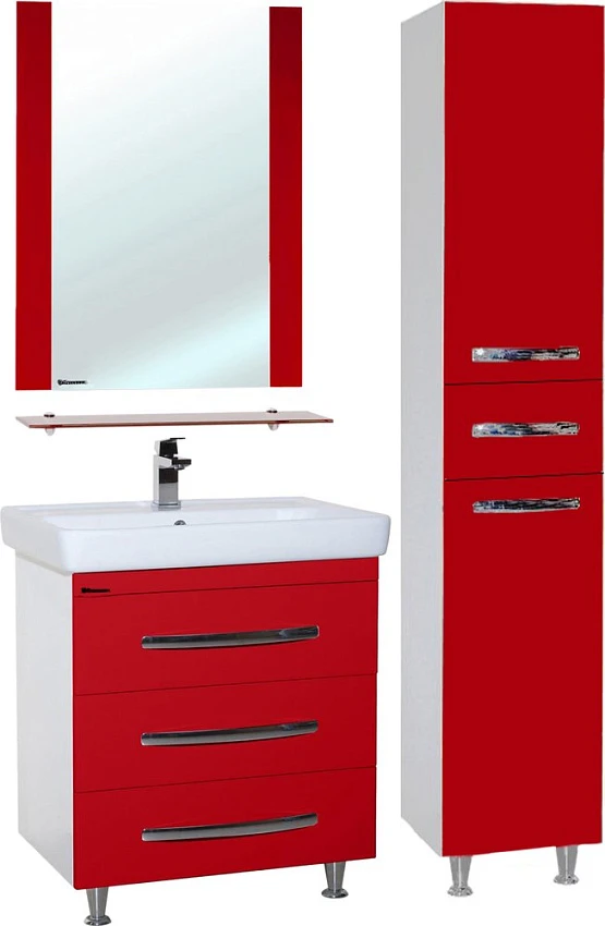 Мебель для ванной Bellezza Рокко 80 с 3 ящиками напольная красная (Q80)