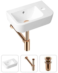Комплект 3 в 1 Lavinia Boho One 21520754: подвесная фарфоровая раковина для туалета 37 см (отверстие справа)