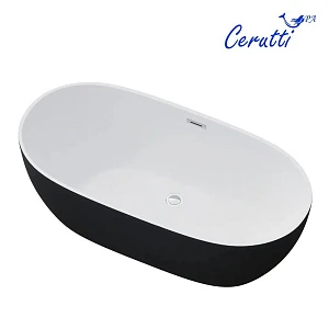 Акриловая ванна Ceruttispa SKYE170GMB 170х75 отдельностоящая, черный матовый/белый