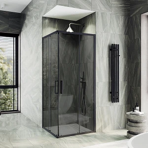 Душевой уголок Maybah Glass MGY-1328-6 90х90 профиль черный, стекло графит