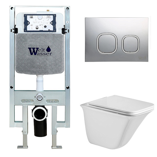 Комплект Weltwasser 10000006745 унитаз Rotbach 004 GL-WT + инсталляция + кнопка Amberg RD-MT CR