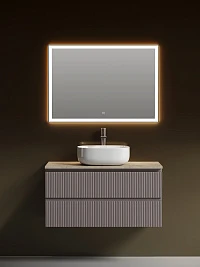 Мебель для ванной Sancos Snob T 100 подвесная, столешница kreman, Doha Soft (с отверстием под смеситель)