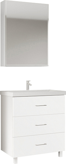 Мебель для ванной Marka One Mix 60Н с 3 ящиками, белый глянец, ручки рейлинг