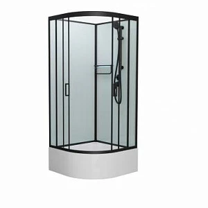 Душевая кабина Frank F409/2 Black 90x90x220 см, стекло прозрачное, профиль белый