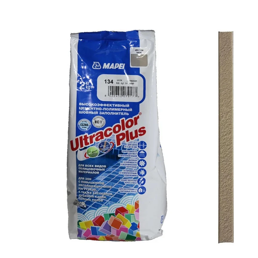 Затирка для плитки Mapei Ultracolor Plus №134 шелк 2 кг