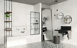 Шторка на ванну Ceruttispa Muza F80 80х140 см, профиль черный, стекло прозрачное