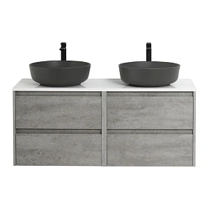 Тумба со столешницей Belbagno Kraft 140 подвесная, 4 ящика, Cemento Grigio