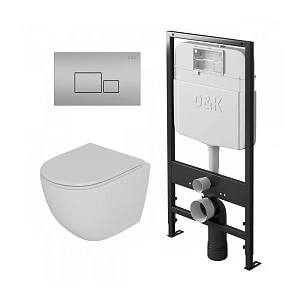 Комплект инсталляция D&K DI8055119 + унитаз D&K Matrix DT1396016 + кнопка D&K Quadro DB1519002