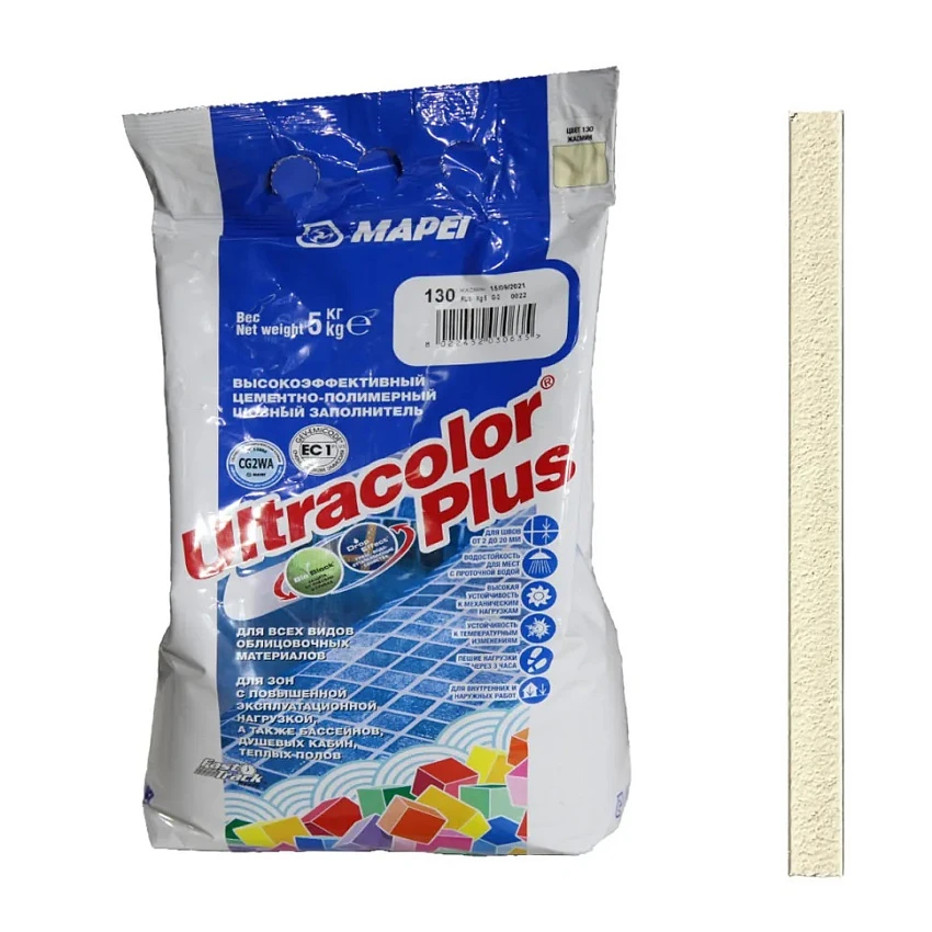 Затирка для плитки Mapei Ultracolor Plus №130 жасмин 5 кг