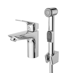 Смеситель для раковины с гигиеническим душем BelBagno Due DUE-LVM/HGN-CRM-W0