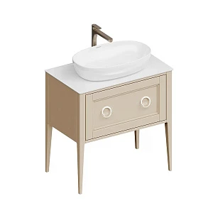 Тумба с раковиной и столешницей Kerama Marazzi Plaza Classic NEO 80 напольная, 1+1 ящик, капучино