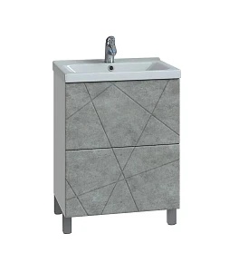 Тумба с раковиной Vigo Geometry 50 напольная, 2 ящика, бетон (раковина Фостер 50)