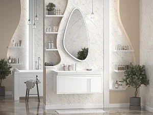 Мебель для ванной Brevita Cascade 100 подвесная, 2 ящика, белый матовый