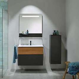Мебель для ванной Burgbad Fiumo 80 подвесная графит матовый/тик корица
