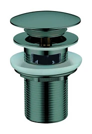 Донный клапан для раковины Boheme 612/2-SGM автомат, с переливом, антрацит глянец