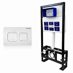 Комплект 2 в 1 инсталляция+клавиша смыва белый глянец Bettoserb Sava Free Standing SFS40006470