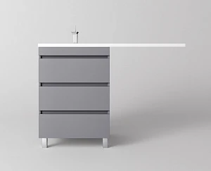 Тумба с раковиной Style Line Даллас Леон 120 L Люкс Plus напольная, 3 ящика, серый