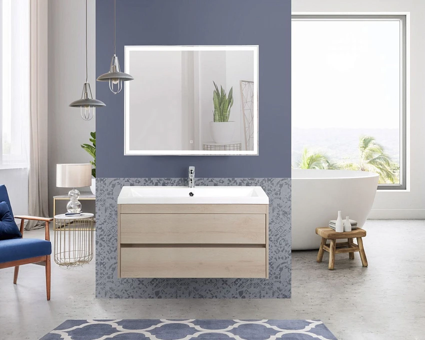 Мебель для ванной Art&Max Family-1000-2C-SO-PB Pino Bianco, подвесная