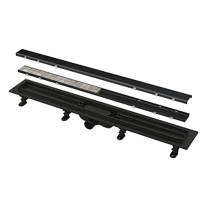 Душевой лоток AlcaPlast APZ19BLACK-950 с решеткой нержавеющая сталь / под плитку, черный матовый