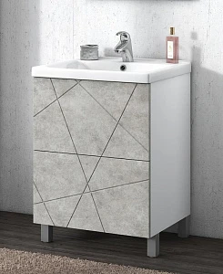 Тумба с раковиной Vigo Geometry 50 напольная, 2 ящика, бетон
