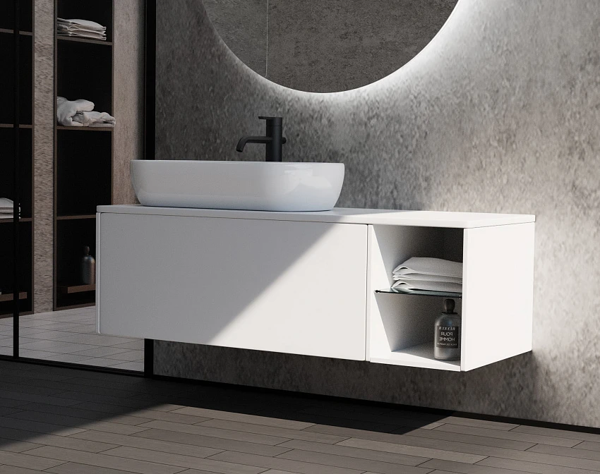 Тумба для комплекта Sanvit Оскар 100 L с нишей, белая