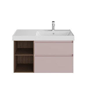 Тумба с раковиной Kerama Marazzi Cubo 90 R подвесная, мальва матовый/структурированный орех