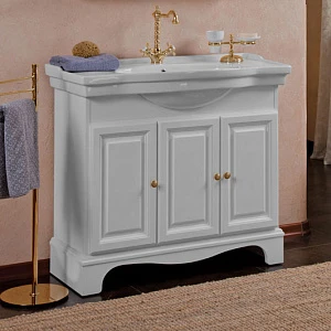 Тумба для комплекта La Beaute Classic Michel 100 белый матовый, фурнитура золото