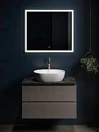 Мебель для ванной Sancos Snob R 80 подвесная, столешница black sky, Doha Soft (с отверстием под смеситель)