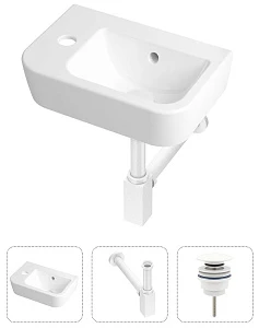 Комплект 3 в 1 Lavinia Boho One 21520725: подвесная фарфоровая раковина для туалета 37 см (отверстие слева)