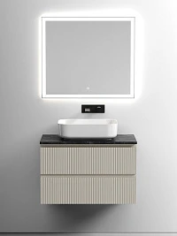 Мебель для ванной Sancos Snob T 80 подвесная, столешница black sky, Beige Soft (без отверстия под смеситель)