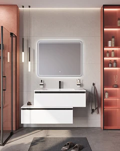 Мебель для ванной Cezares Slider 100 подвесная, 1 ящик, с нижней тумбой, Bianco Opaco