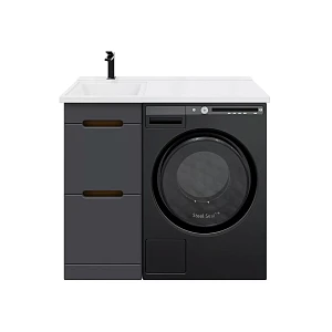 Тумба с раковиной SanStar Darko 40 напольная, дуб вотан/графит софт (раковина Космос 100 L)
