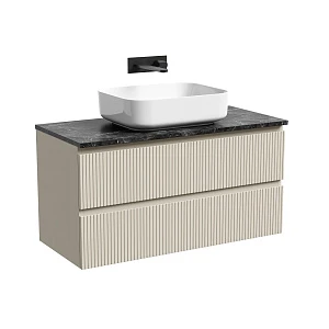 Тумба со столешницей Sancos Snob T 100 подвесная, столешница black sky, Beige Soft (без отверстия под смеситель)