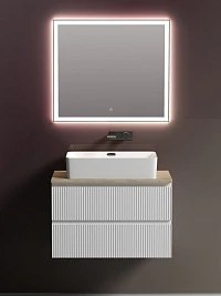Мебель для ванной Sancos Snob T 80 подвесная, столешница kreman, Bianco (без отверстия под смеситель)