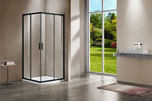 Душевой уголок Vincea Garda VSS-1G1212CLB 120х120 черный, стекло прозрачное