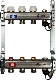 Коллектор Stout SMS 0932 нержавеющая сталь, на 3 контура, без расходомеров