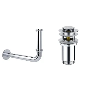 Акционный набор 2 в 1 Wellsee Drainage System 182101001, сифон для раковины, донный клапан, хром