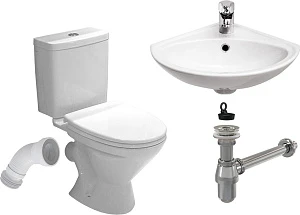 Комплект Унитаз Santek Лига WH302141 + Гофра AlcaPlast + Рукомойник Cersanit Sigma + сифон AlcaPlast