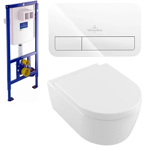 Унитаз подвесной Villeroy & Boch Avento с микролифтом + инсталляция с клавишей