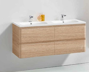 Тумба с раковиной Vincea Alba 1200 подвесная, 4 ящика, W.Oak (белая раковина)