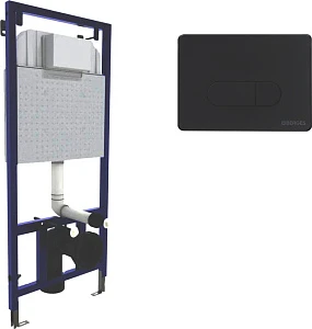 Инсталляция для унитазов Berges Wasserhaus Novum 040235 с кнопкой смыва D5 черная Soft Touch