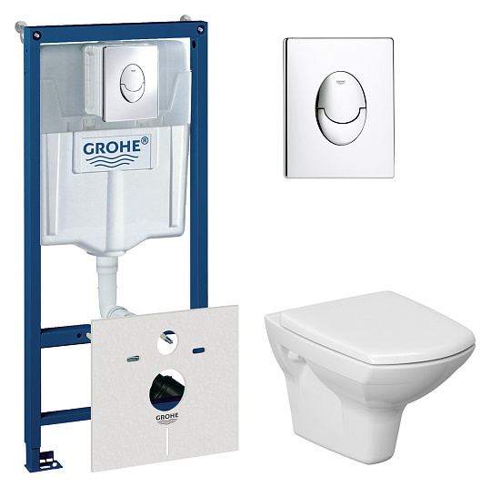 Комплект инсталляция Grohe Rapid SL 38750001 4 в 1 + Cersanit Carina new clean on P-MZ-CARINA-СOn-DL